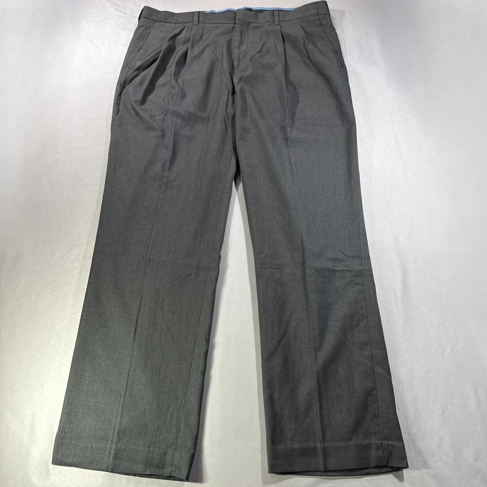AXIST Mens 40x32 Pleated Dress Pants Charcoal Gray Straight Leg Slacks Business